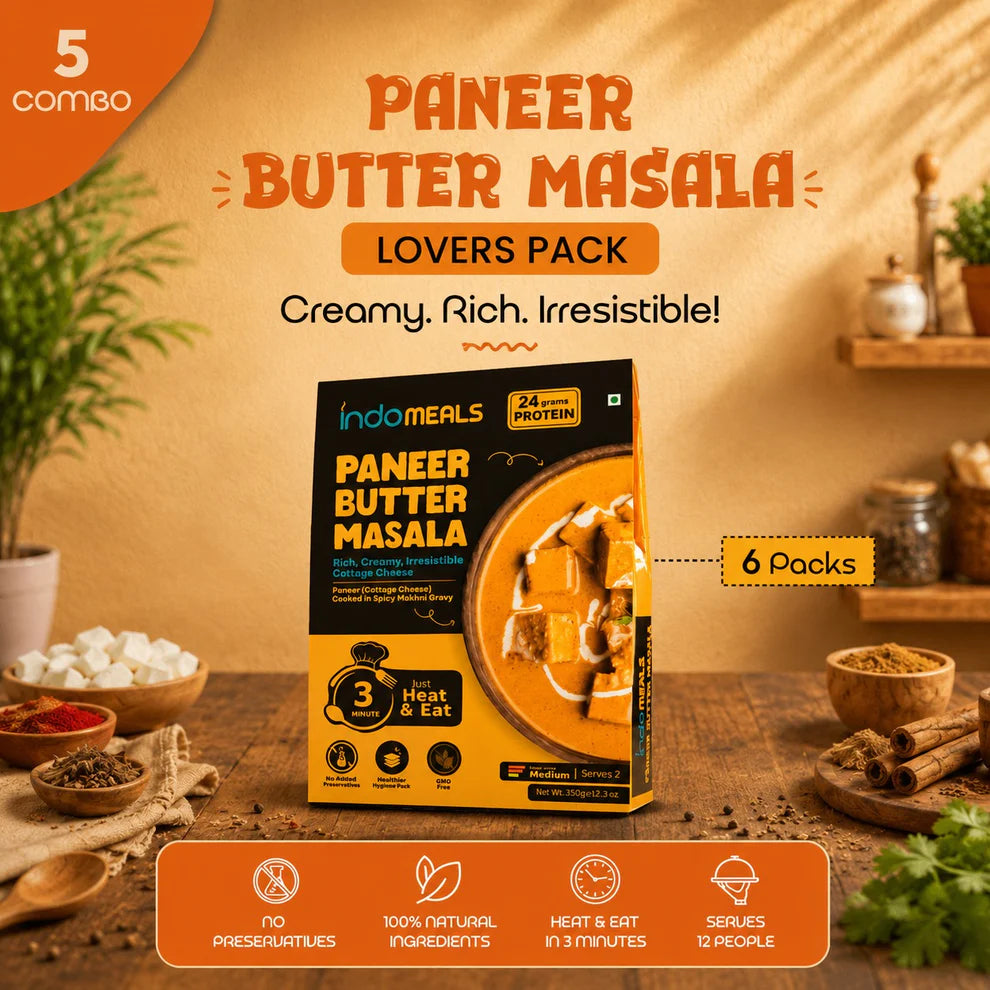 IndoMeals Paneer Butter Masala Lovers Pack – Ready-to-Eat Paneer Butter Masala Combo (6 Packs)